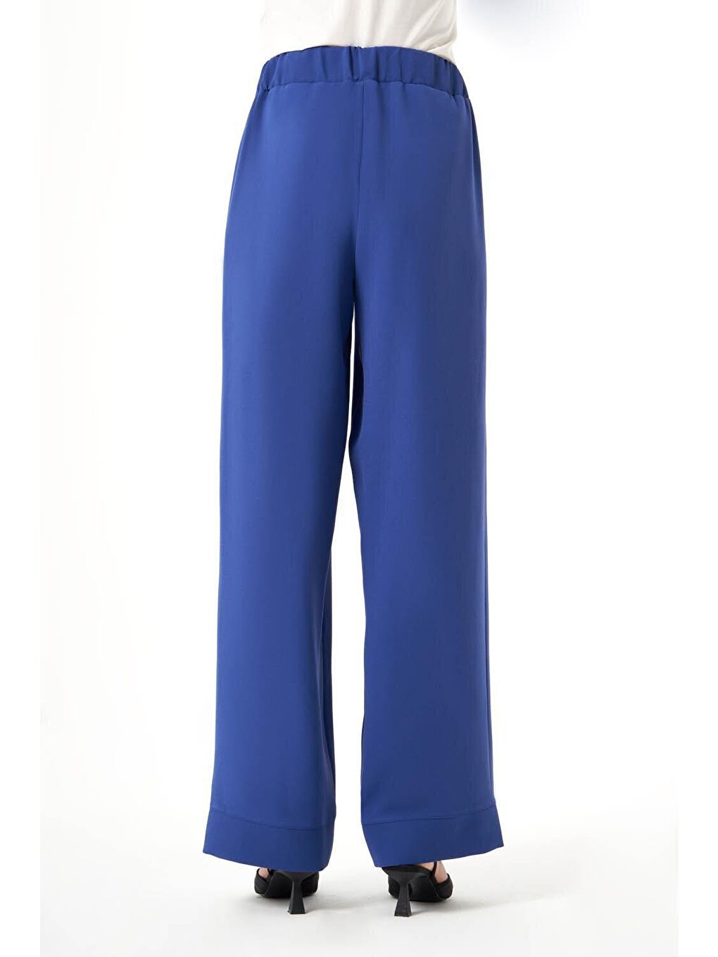 Paçası Parçalı İndigo Pantolon-5