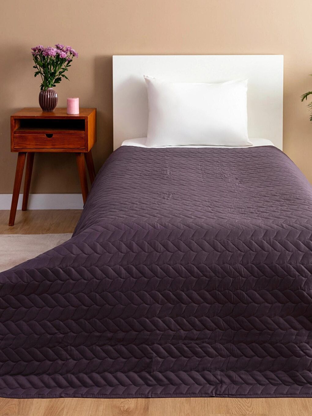 Bedspreado Koyu Mürdüm Yatak Örtüsü Çift Kişilik 230x250