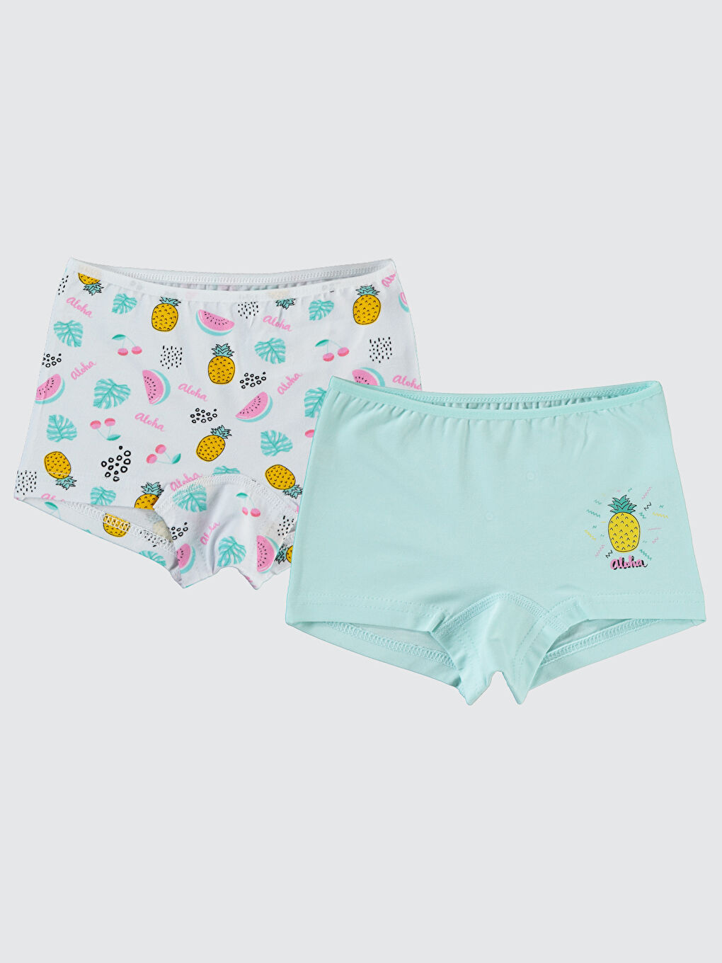 Kız Çocuk 2'li Boxer Set 2-10 Yaş Beyaz