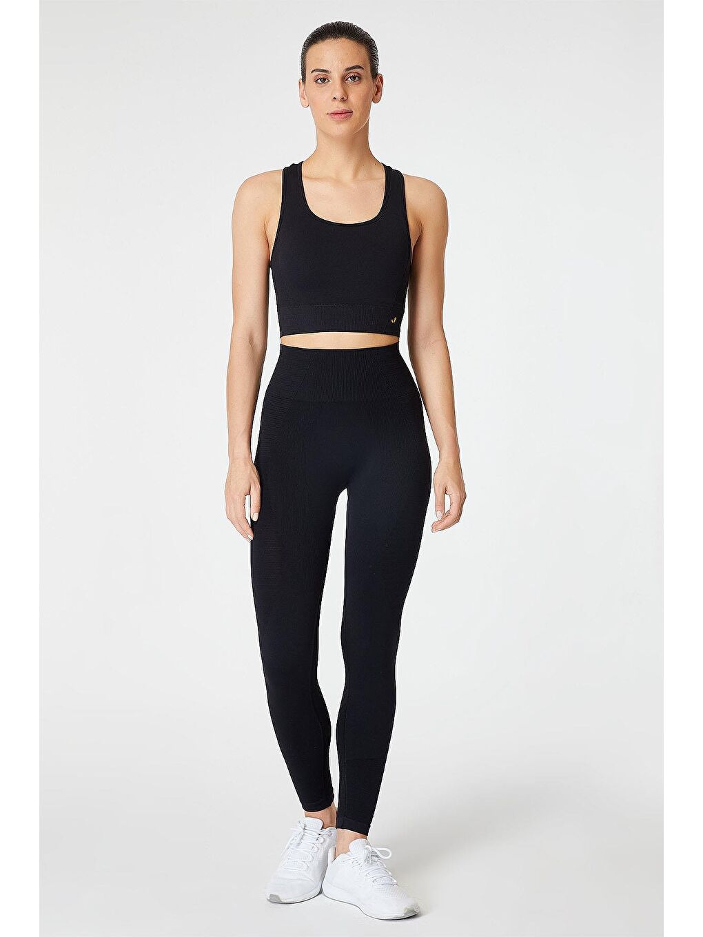Gela Yüksek Bel, Esnek ve Toparlayıcı Spor Tayt Siyah-1