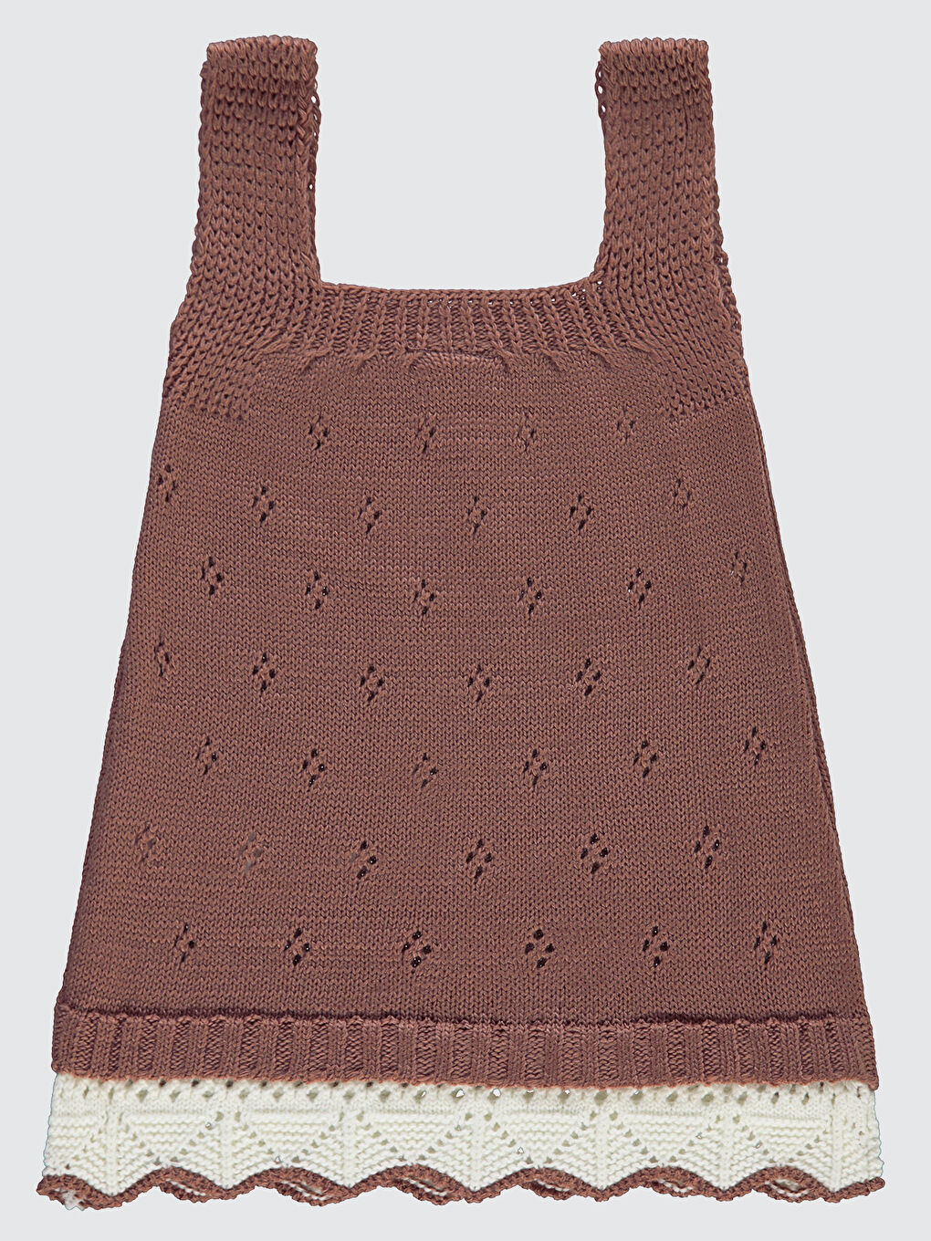 Pembe Kız Bebek Triko Elbise 6-18 Ay Gül Kurusu-1