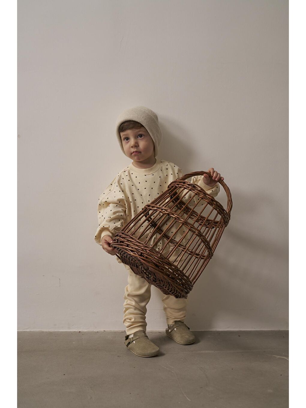 Ekru Siyah Puantiyeli Bebek Alt Üst Takım-3