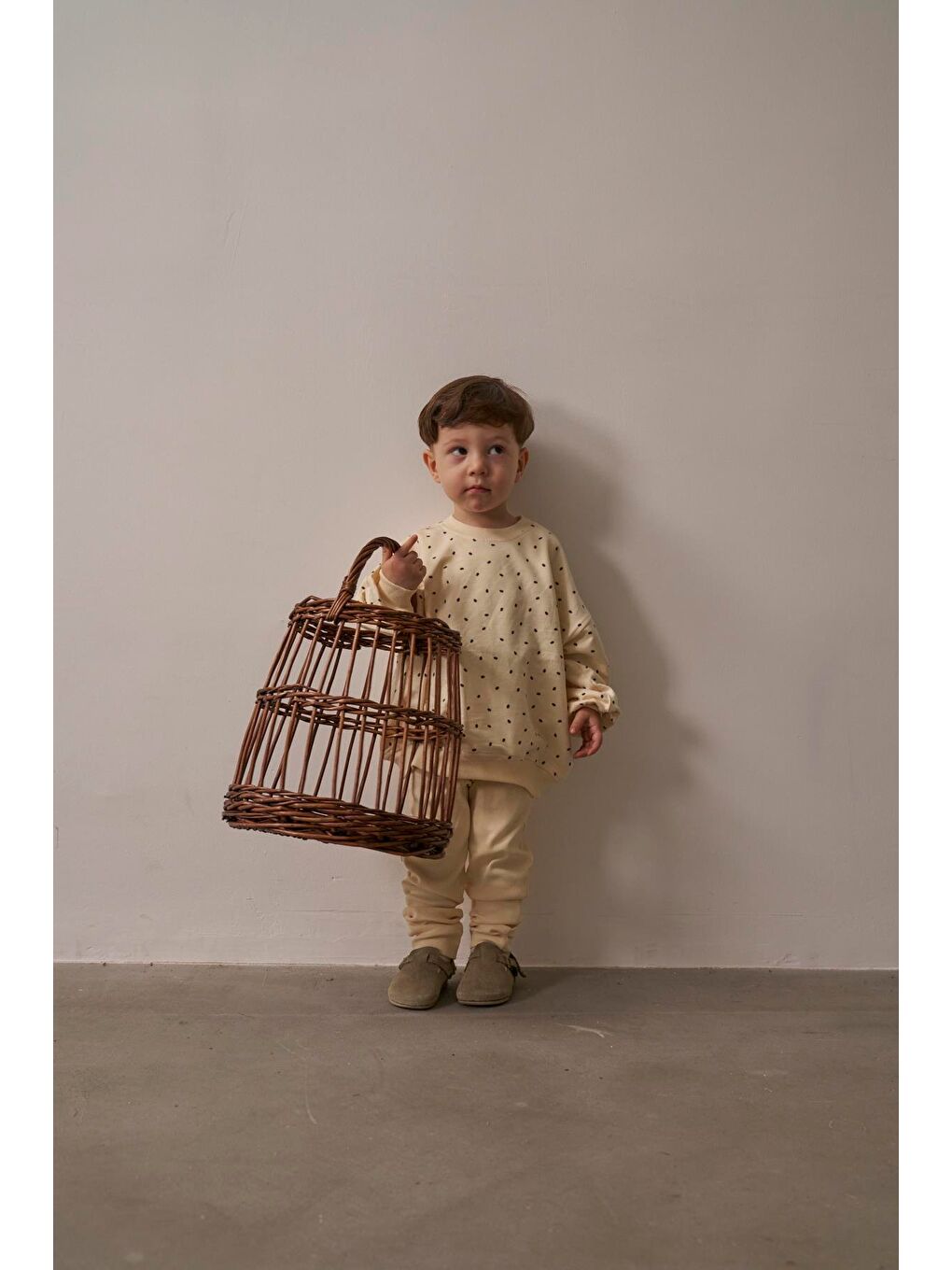 Ekru Siyah Puantiyeli Bebek Alt Üst Takım-5