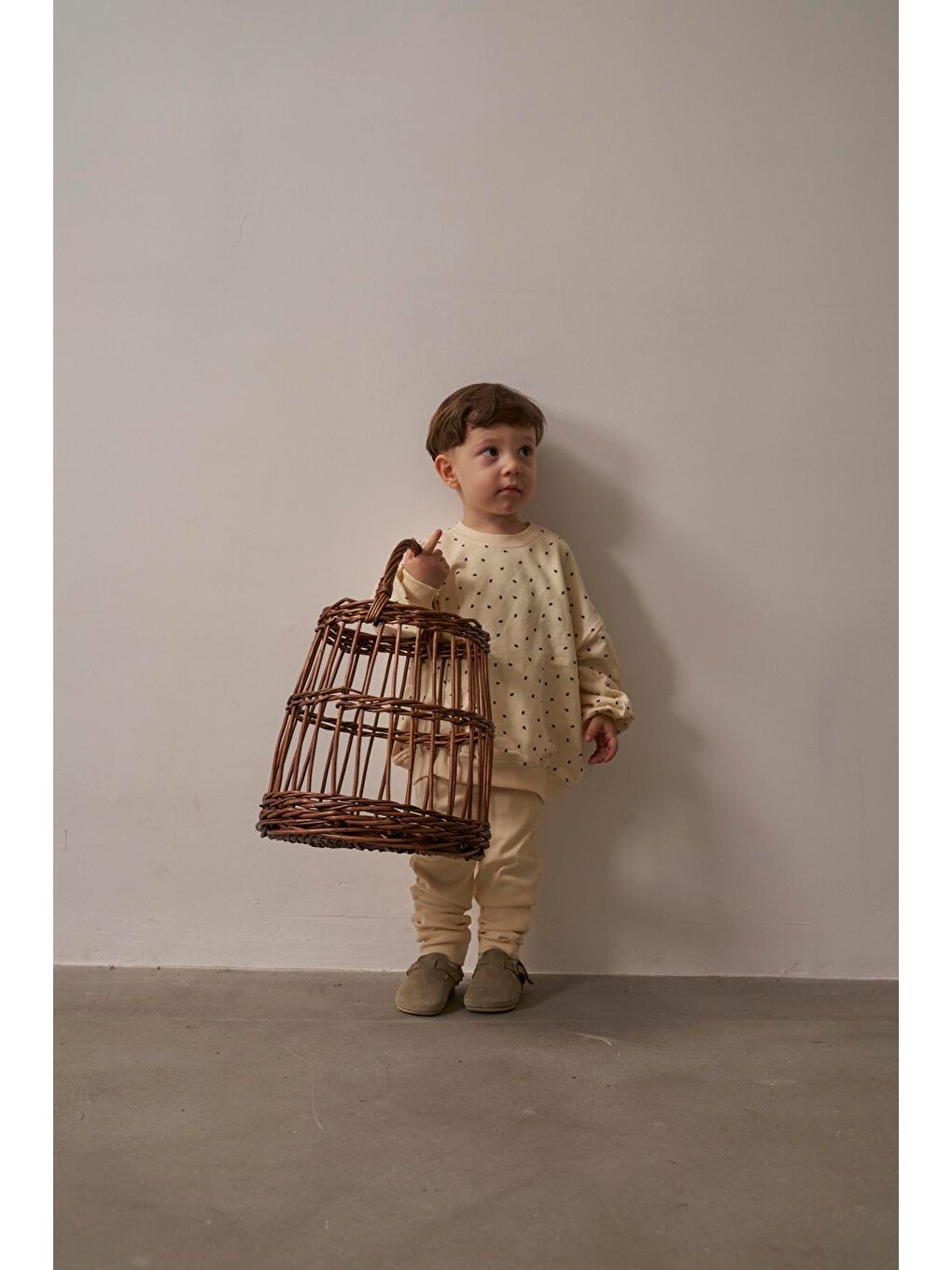 Ekru Siyah Puantiyeli Bebek Alt Üst Takım-6