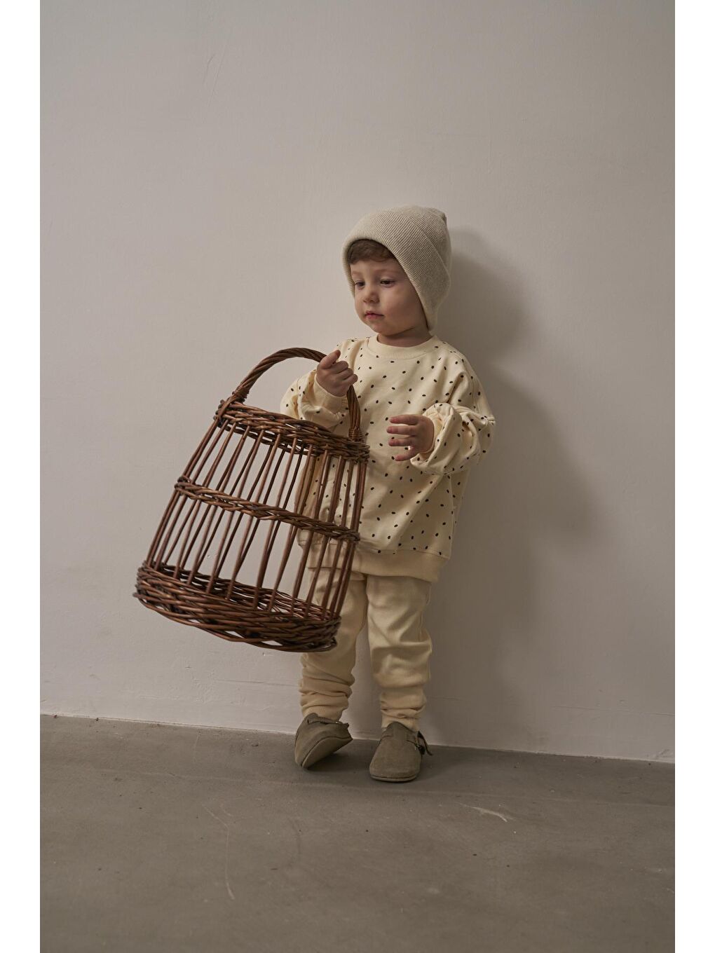 Ekru Siyah Puantiyeli Bebek Alt Üst Takım-8