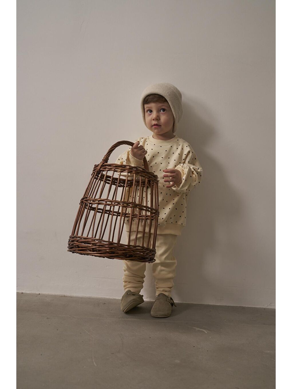 Ekru Siyah Puantiyeli Bebek Alt Üst Takım-9