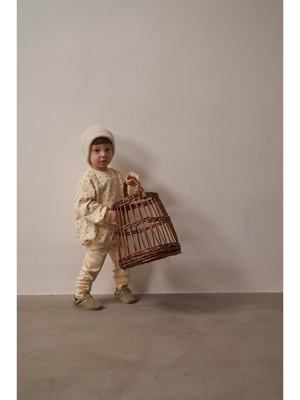 Ekru Siyah Puantiyeli Bebek Alt Üst Takım-10