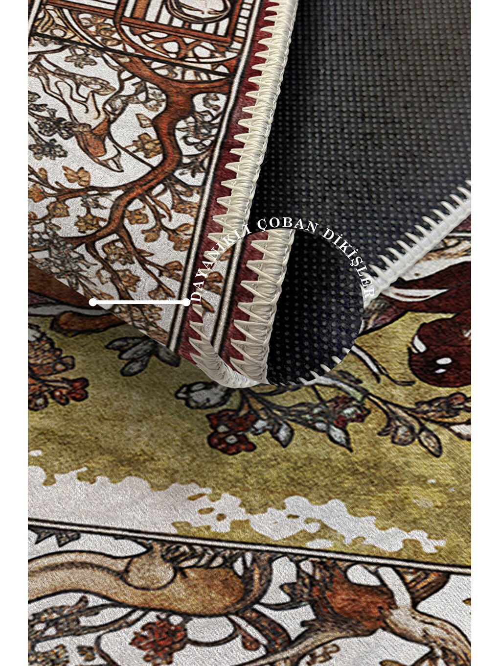 Bordo Dekoratif Özel Tasarım Yıkanabilir İnce Kaymaz Tabanlı Modern Halı KECE FR05-3