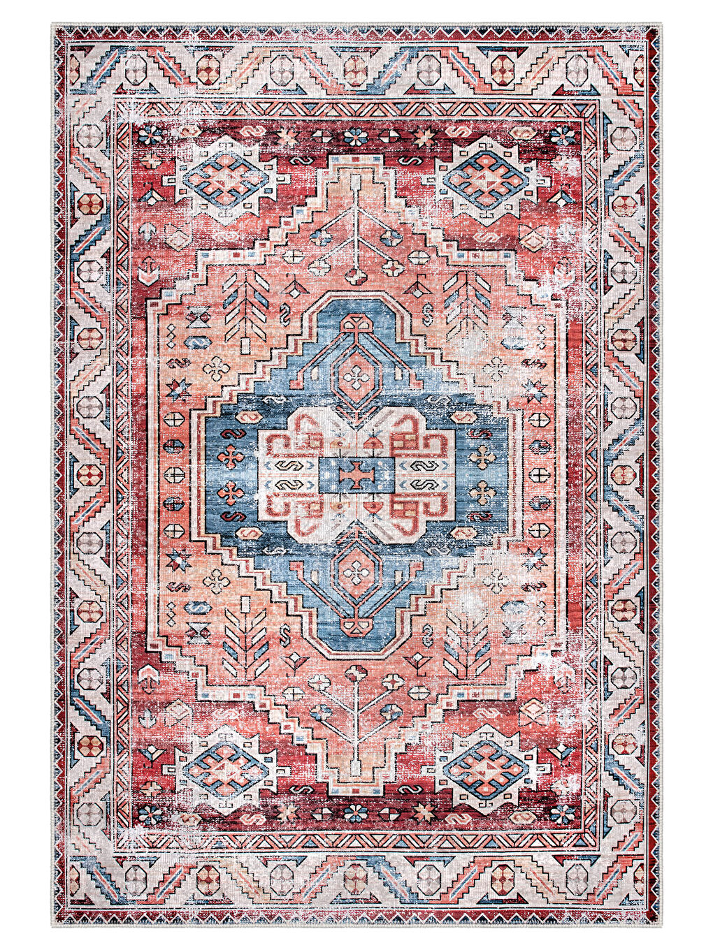 Kırmızı Dekoratif Özel Tasarım Yıkanabilir İnce Kaymaz Tabanlı Modern Halı KECE FR40