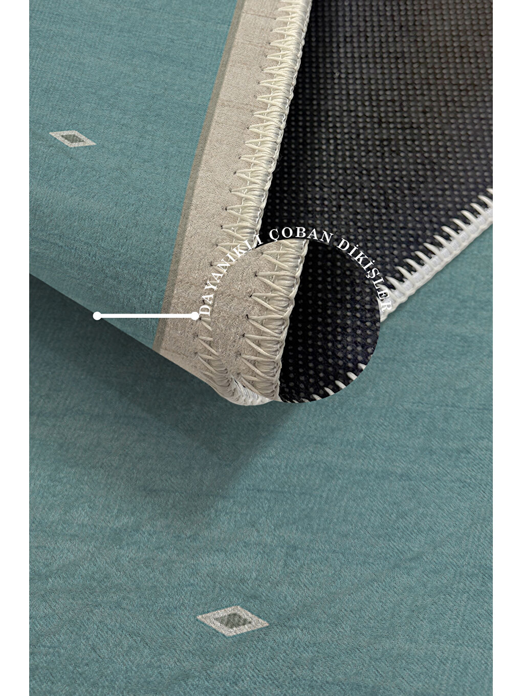 Mavi Dekoratif Özel Tasarım Yıkanabilir İnce Kaymaz Tabanlı Modern Halı KECE FR39-3