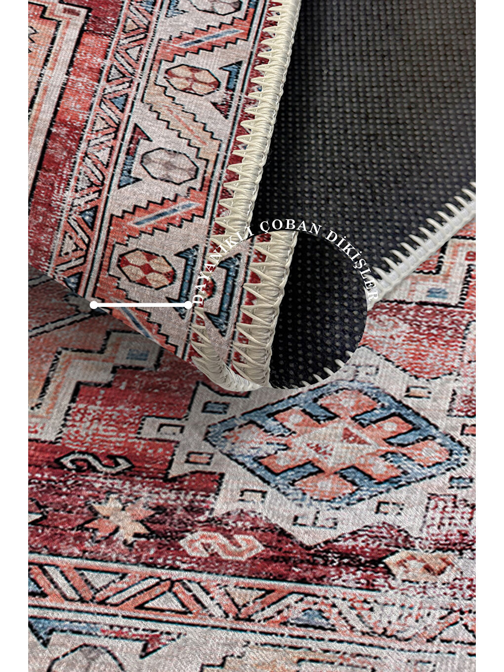 Kırmızı Dekoratif Özel Tasarım Yıkanabilir İnce Kaymaz Tabanlı Modern Halı KECE FR40-3