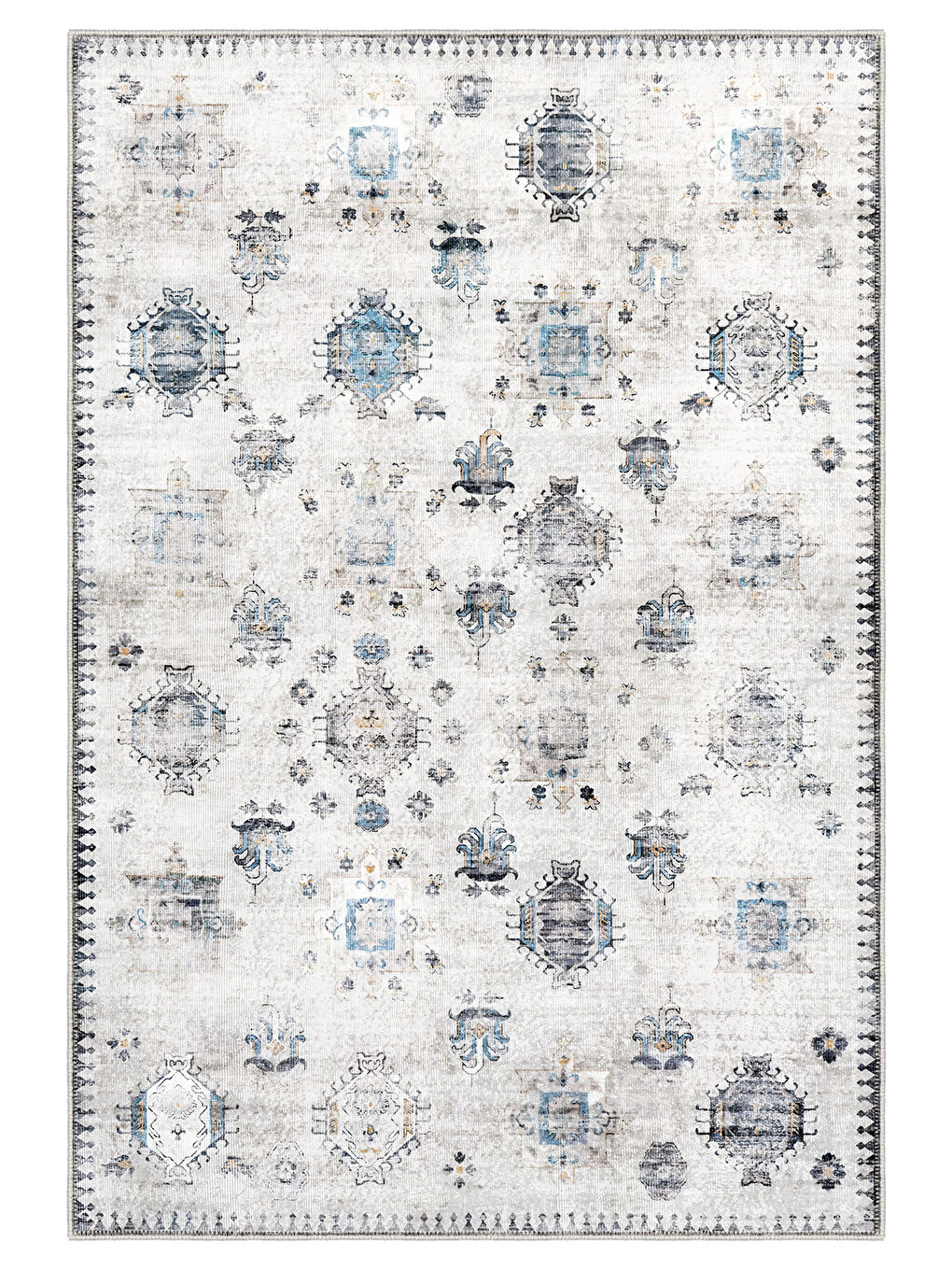 Beyaz Dekoratif Özel Tasarım Yıkanabilir İnce Kaymaz Tabanlı Modern Halı KECE FR36