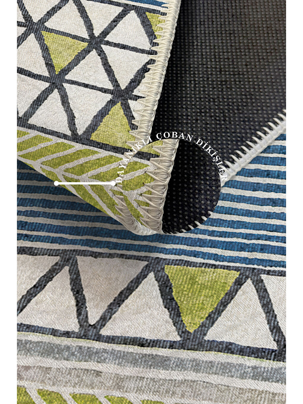 Beyaz Dekoratif Özel Tasarım Yıkanabilir İnce Kaymaz Tabanlı Modern Halı KECE FR37-3