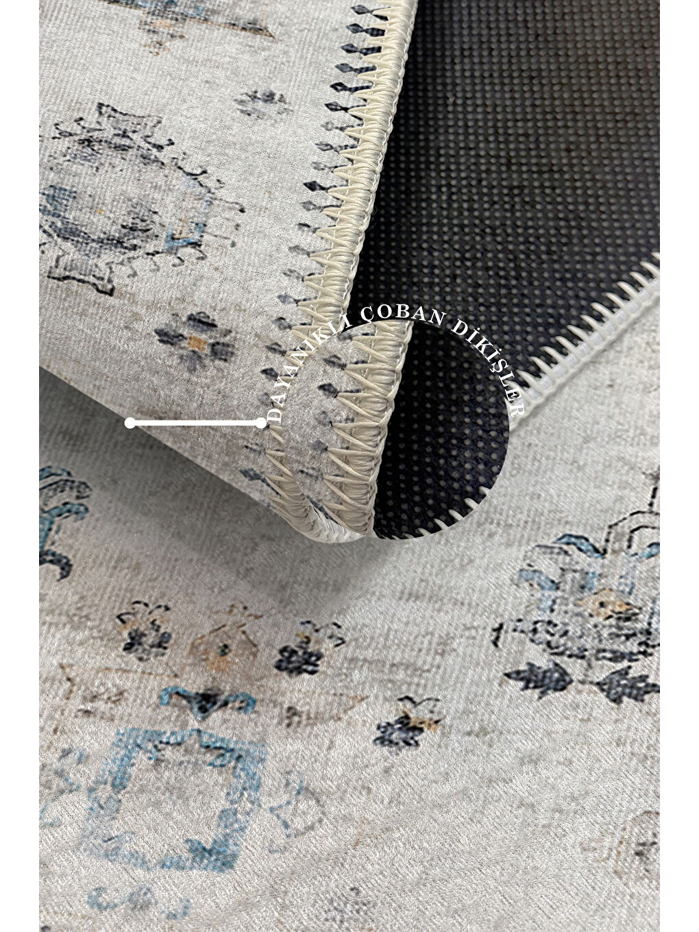 Beyaz Dekoratif Özel Tasarım Yıkanabilir İnce Kaymaz Tabanlı Modern Halı KECE FR36-3