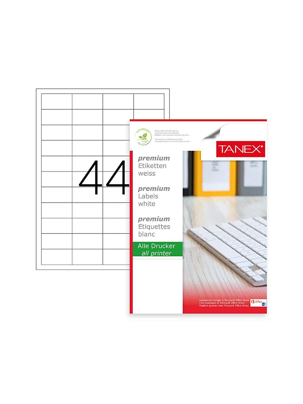 Tanex TW-2044 48.5x25.4 mm Laser Etiket 100 Adet