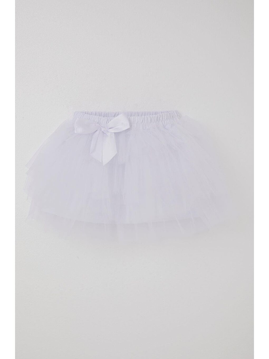 Kız Çocuk Tütü Etek Fiyonklu Beyaz (4-8 Yaş)
