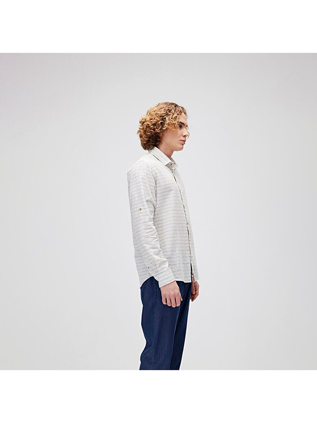 Marshall Erkek Mavi Klasik Yaka Gömlek-1