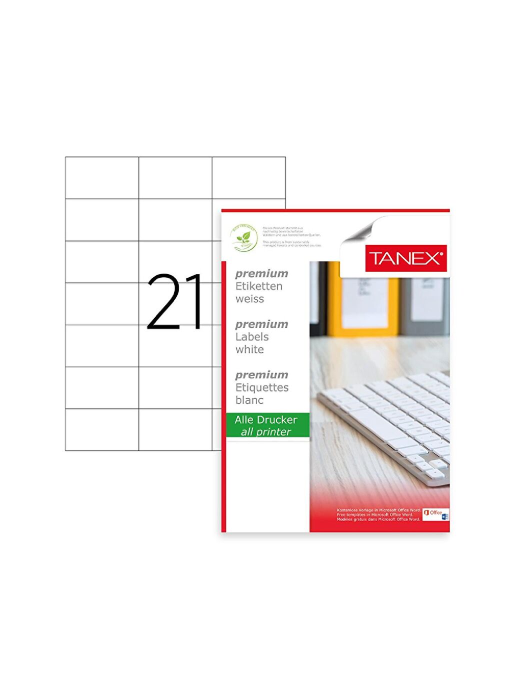 Tanex TW-2124 70x42.43 mm Laser Etiket 100 Adet