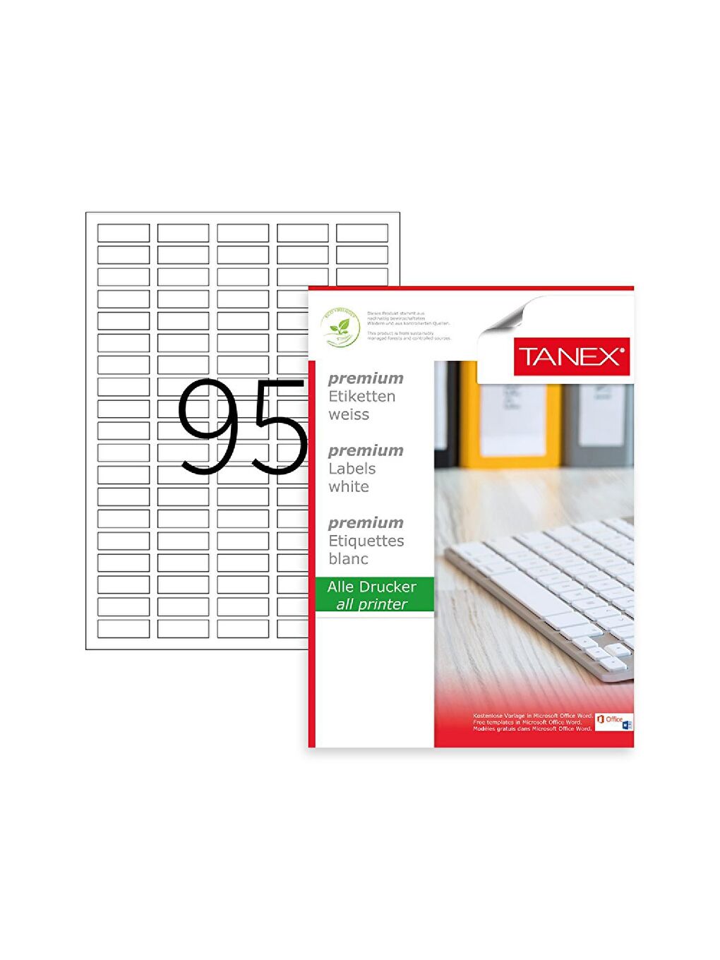Tanex TW-2095 30x12 mm Laser Etiket 100 Adet