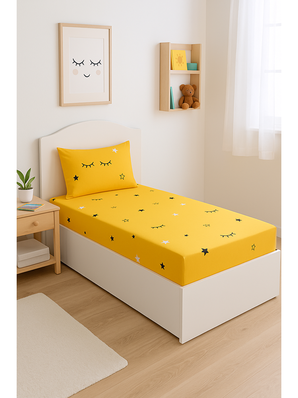Pes Lastikli Çarşaf Seti Tek Kişilik Dide Sarı-1