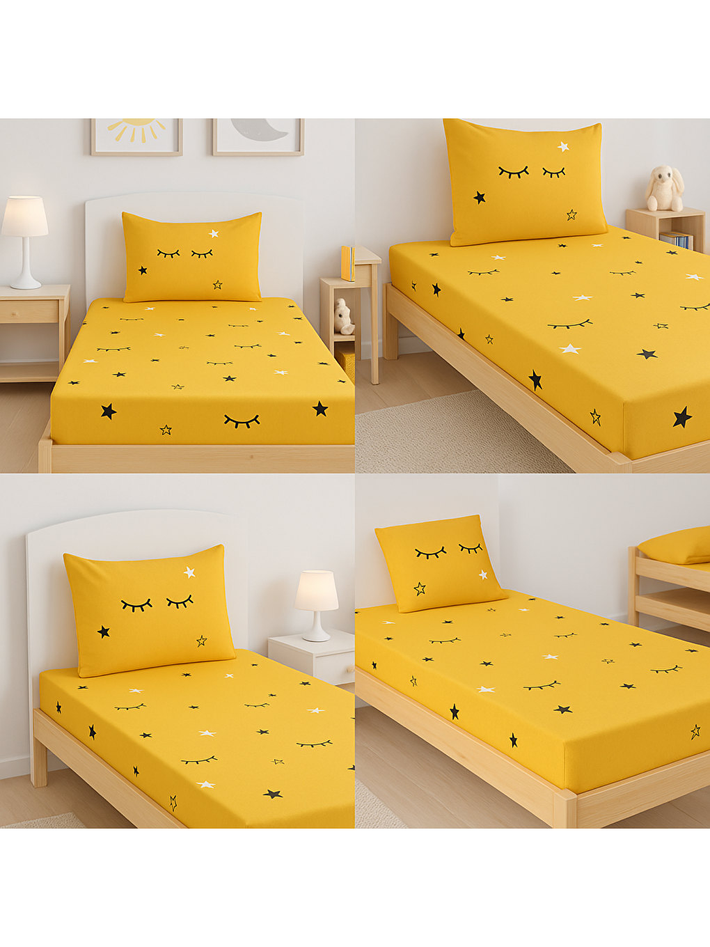 Pes Lastikli Çarşaf Seti Tek Kişilik Dide Sarı-2