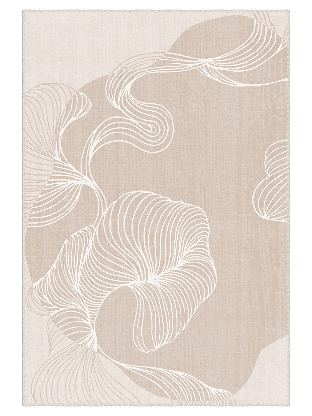 Ekru Dekoratif Özel Tasarım Yıkanabilir İnce Kaymaz Tabanlı Modern Halı KECE FR51