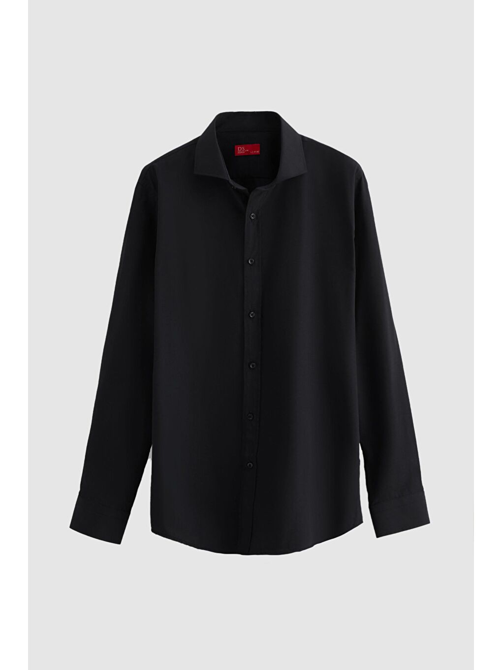 Slim Fit Siyah İtalyan Yaka Dar Kesim Klasik Kravatlık Uzun Kol Kolay Ütülenebilir Gömlek-4