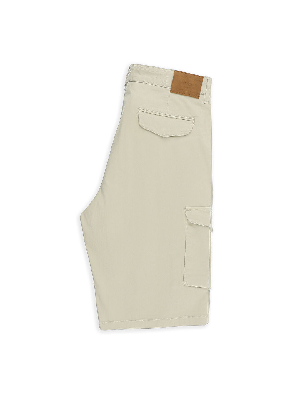 Bej Regular Fit Kargo Cepli Pamuklu Bermuda Şort-3