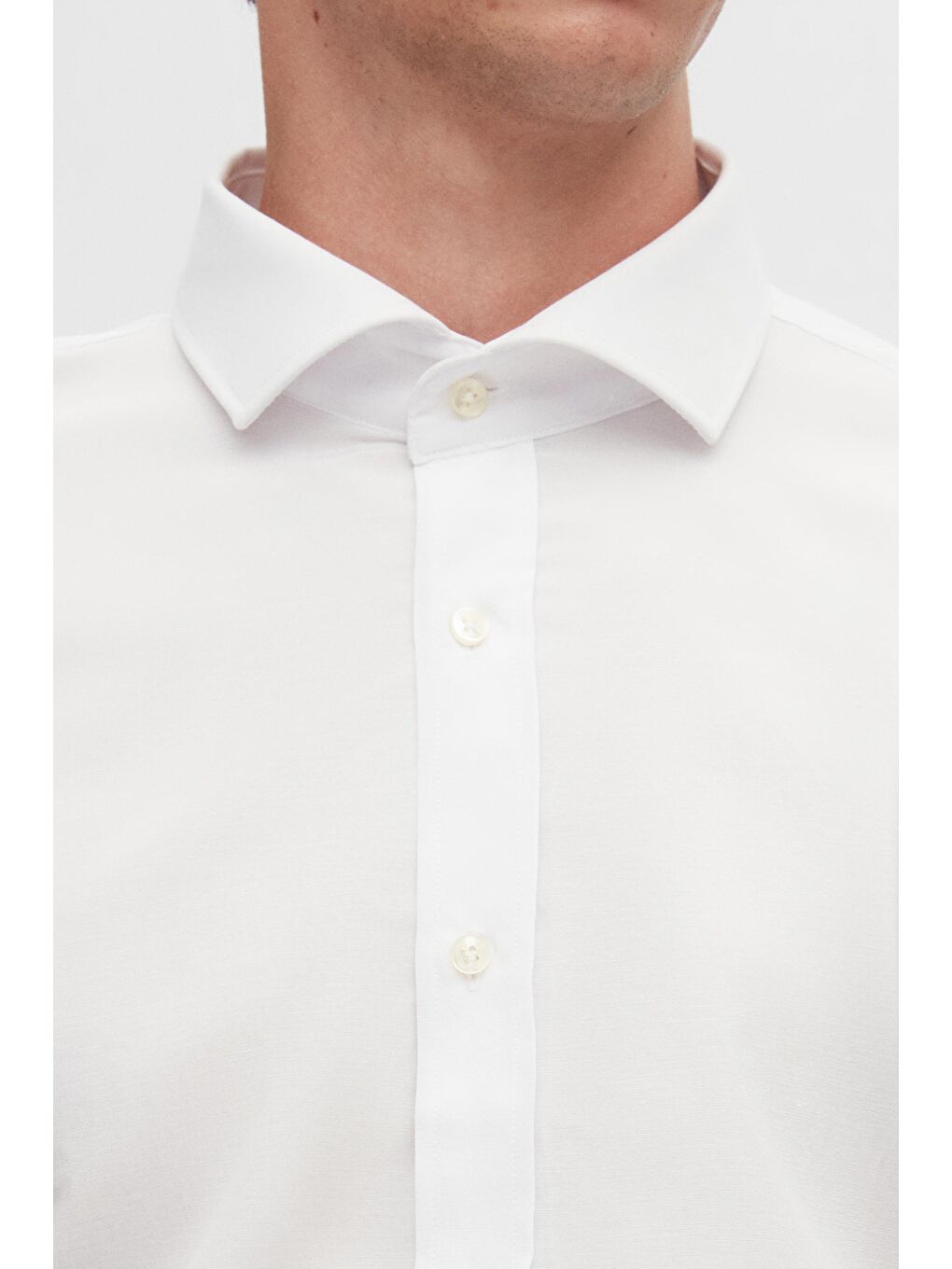 Slim Fit Beyaz İtalyan Yaka Dar Kesim Klasik Kravatlık Uzun Kol Kolay Ütülenebilir Gömlek-2
