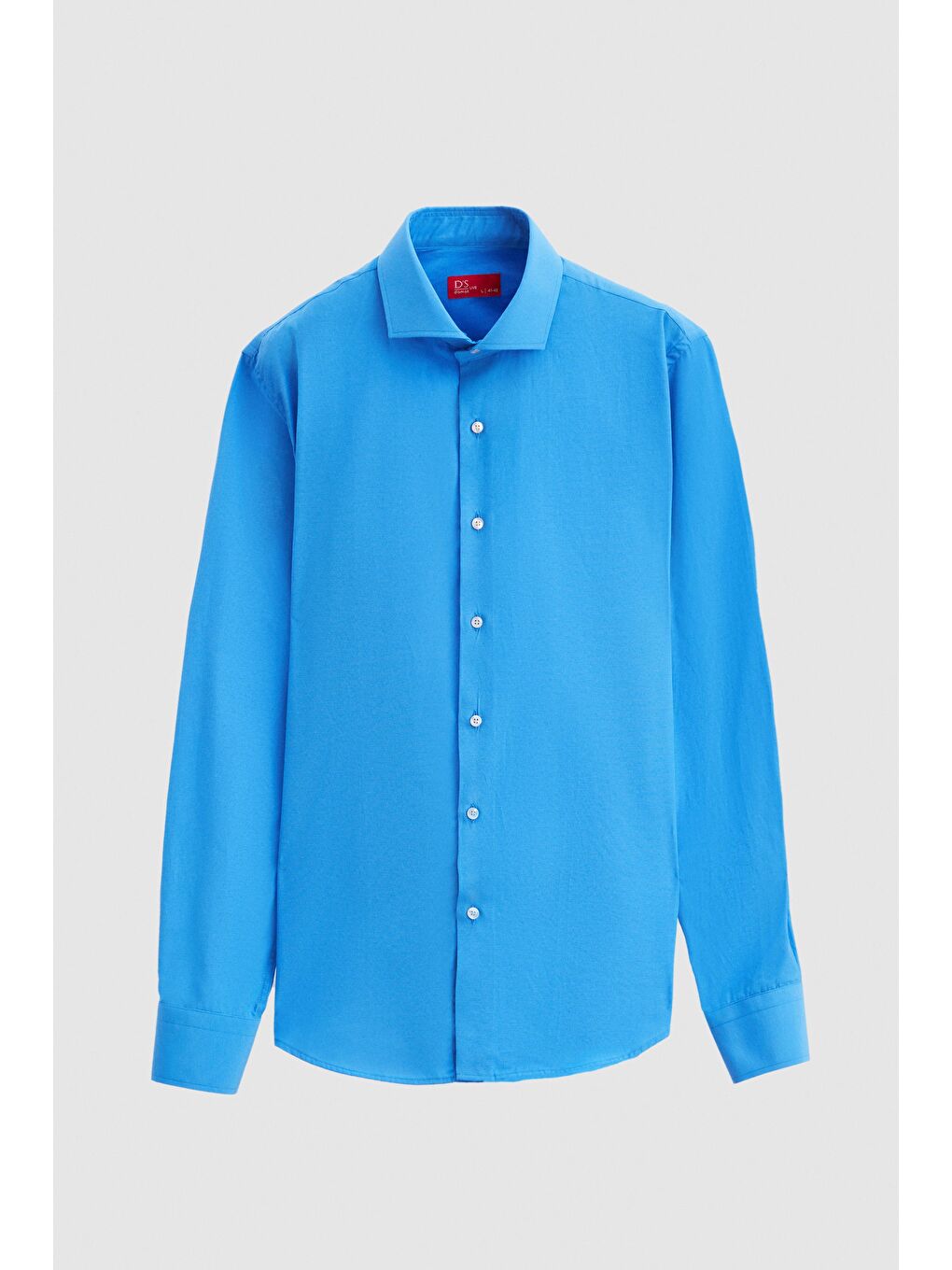 Slim Fit Mavi İtalyan Yaka Dar Kesim Klasik Kravatlık Uzun Kol Kolay Ütülenebilir Gömlek-4