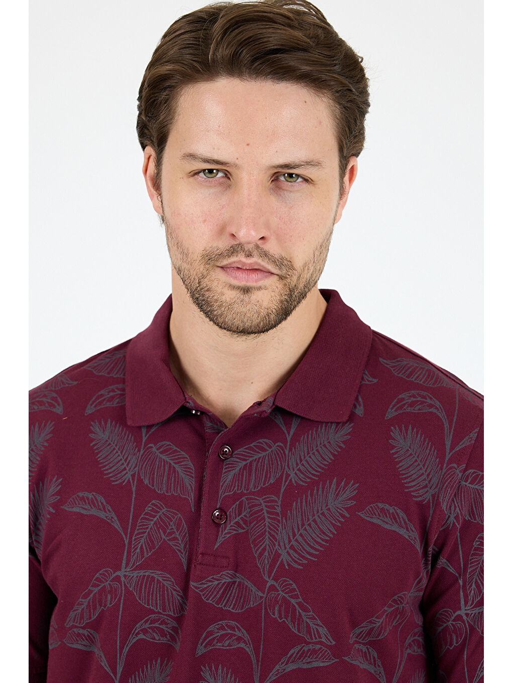 Mürdüm Erkek Polo Yaka Desenli Tişört – %95 Pamuk %5 Elastan – Şık, Esnek ve Rahat Kısa Kollu Tişört 0033-3