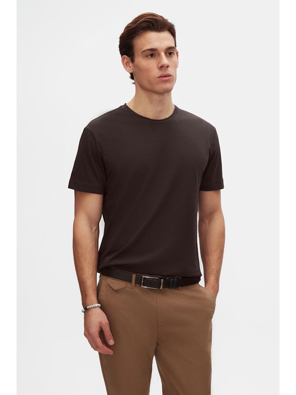 Relaxed Fit Kahverengi %100 Pamuk Tişört