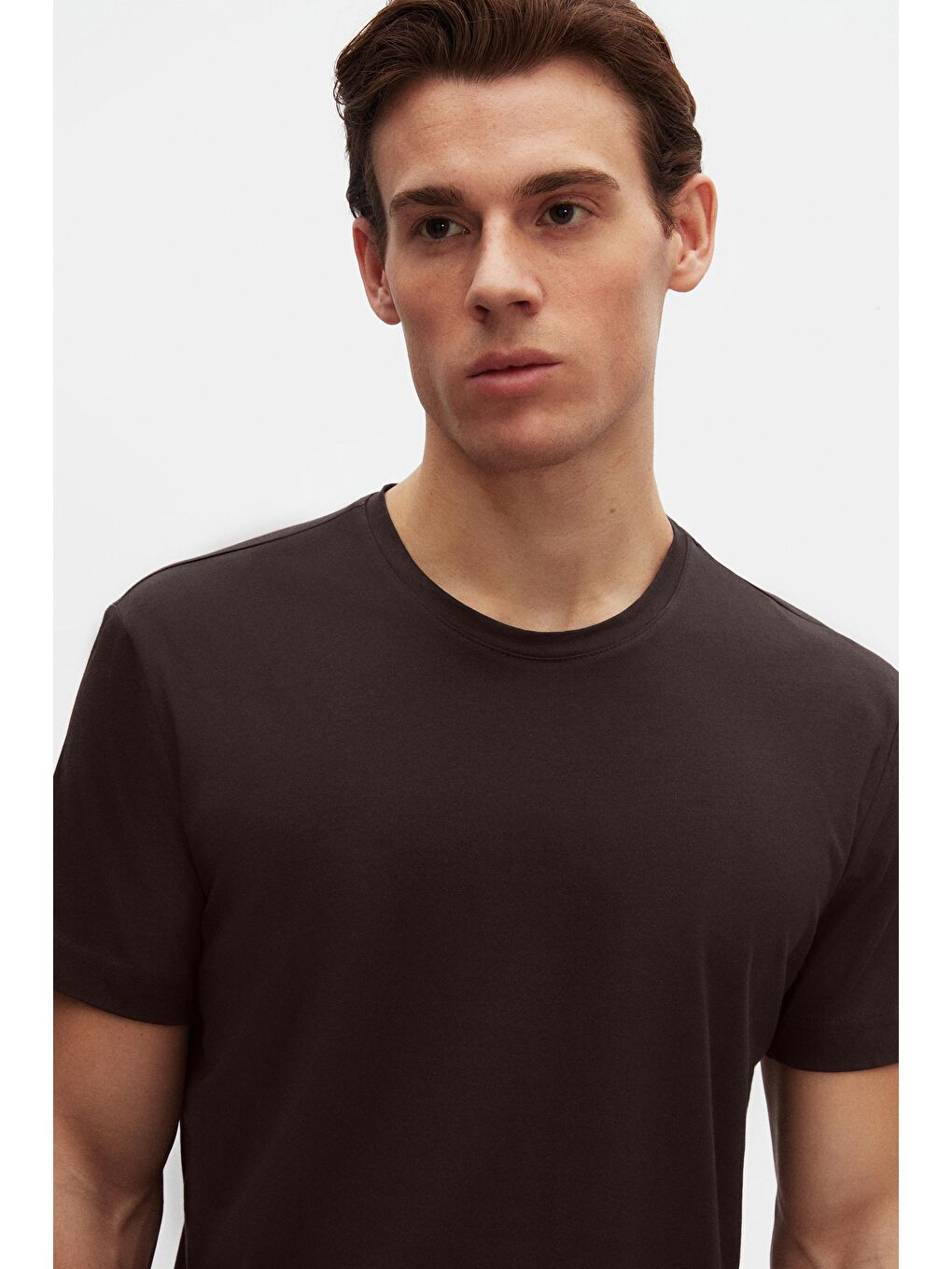 Relaxed Fit Kahverengi %100 Pamuk Tişört-1