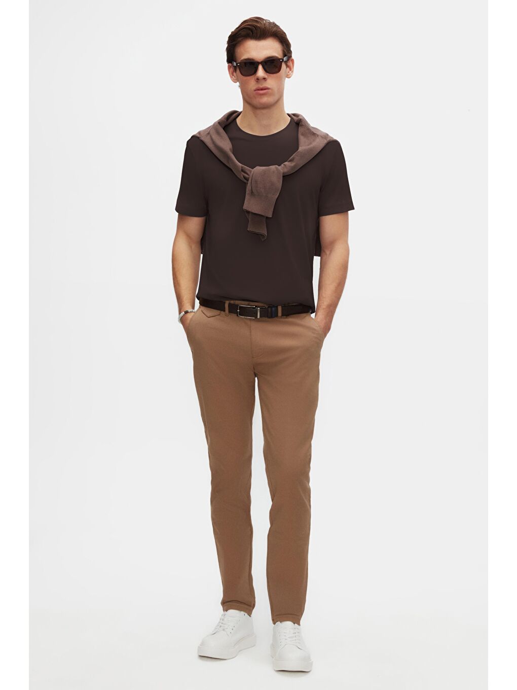 Relaxed Fit Kahverengi %100 Pamuk Tişört-3
