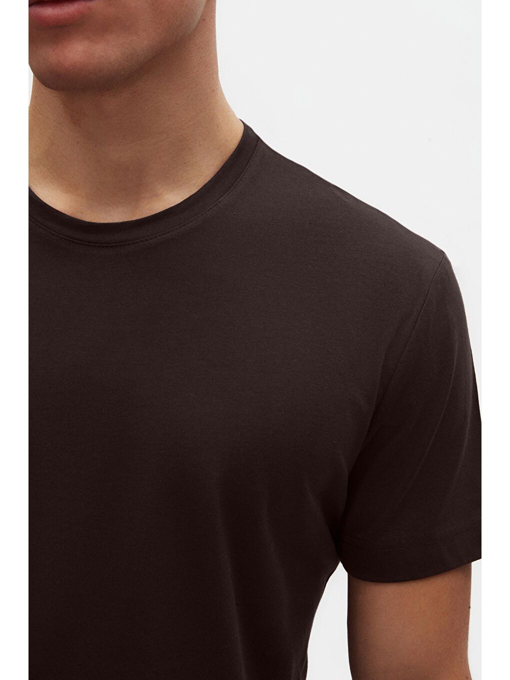 Relaxed Fit Kahverengi %100 Pamuk Tişört-5