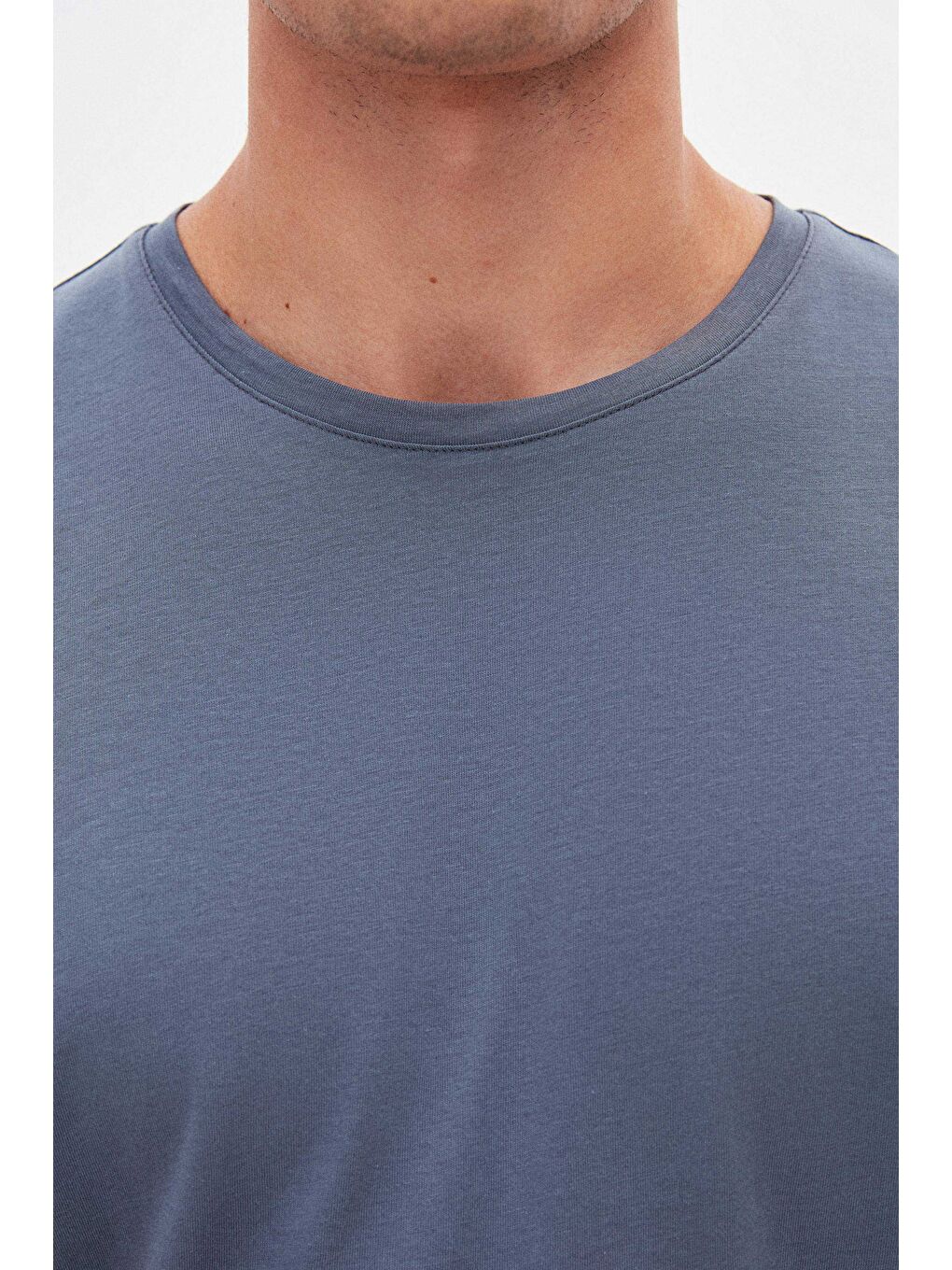 Gri Relaxed Fit Füme %100 Pamuk T-Shirt-2