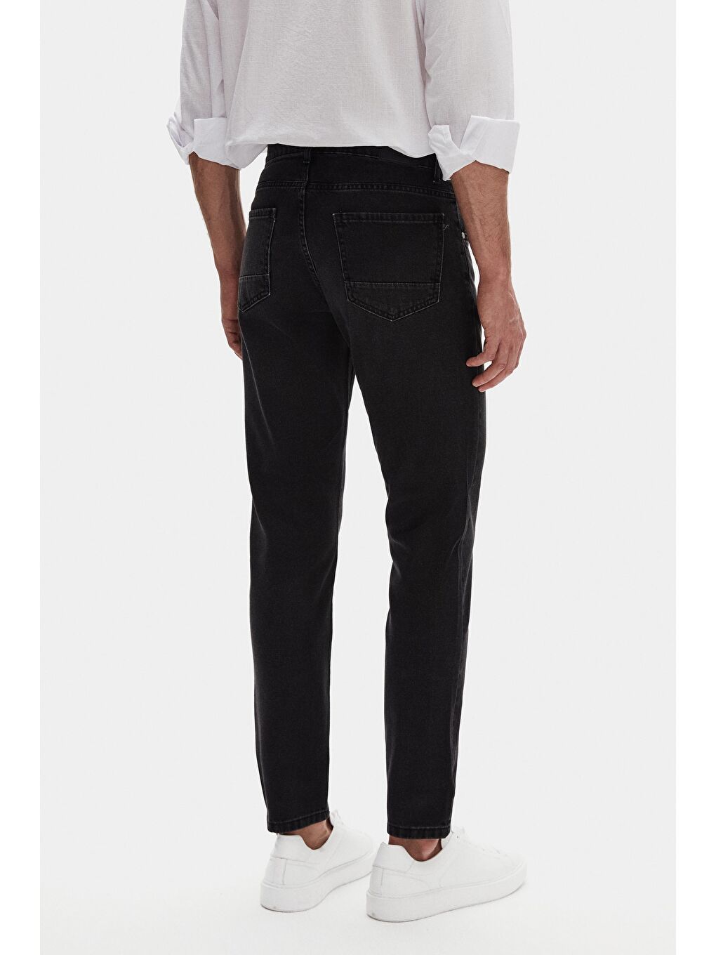 Comfort Fit Antrasit Düz Jean Jean Beş Cepli Elastanlı Yıkamalı Denim Pantolon-2