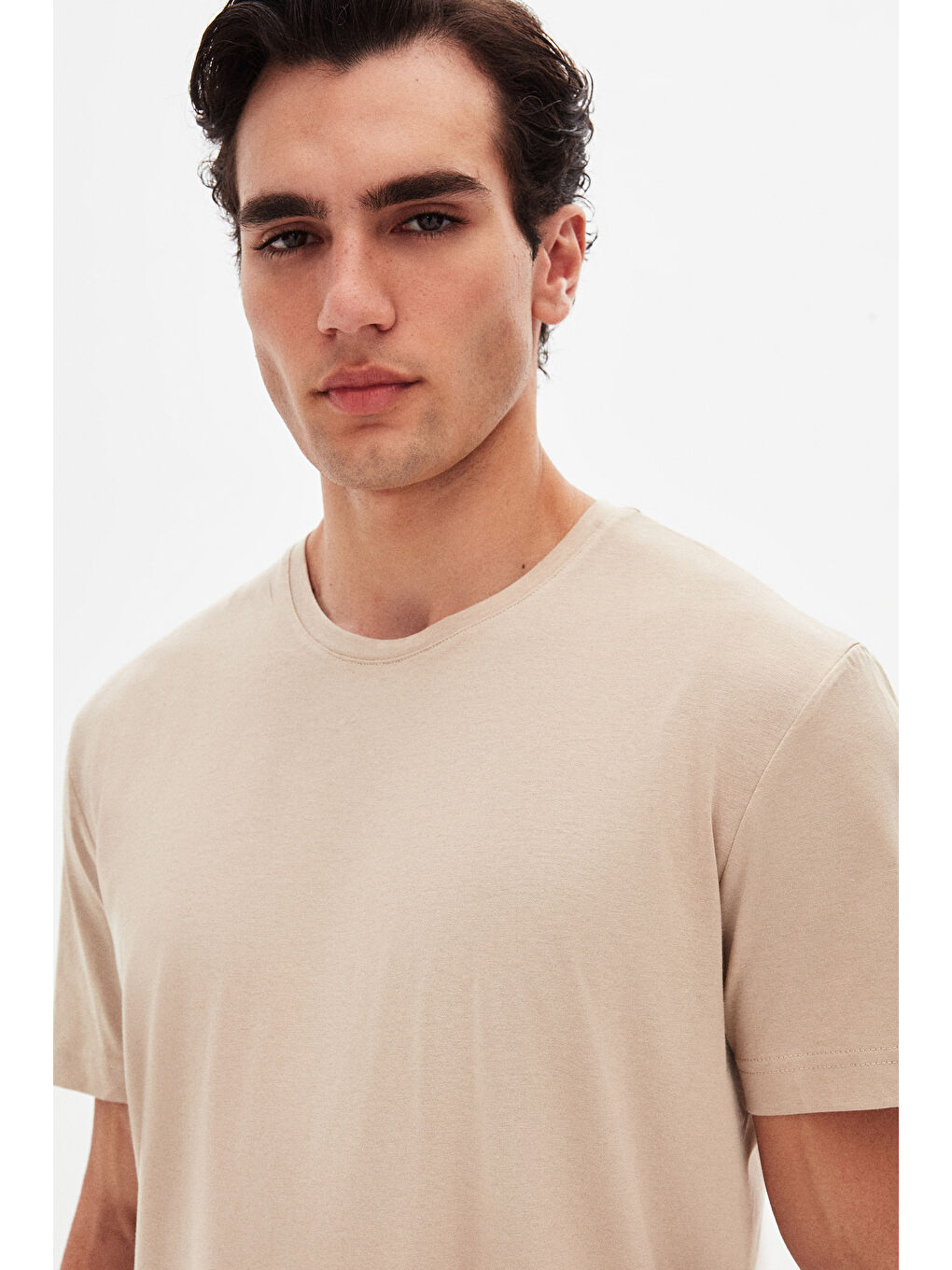 Comfort Bej %100 Pamuk Tişört-3