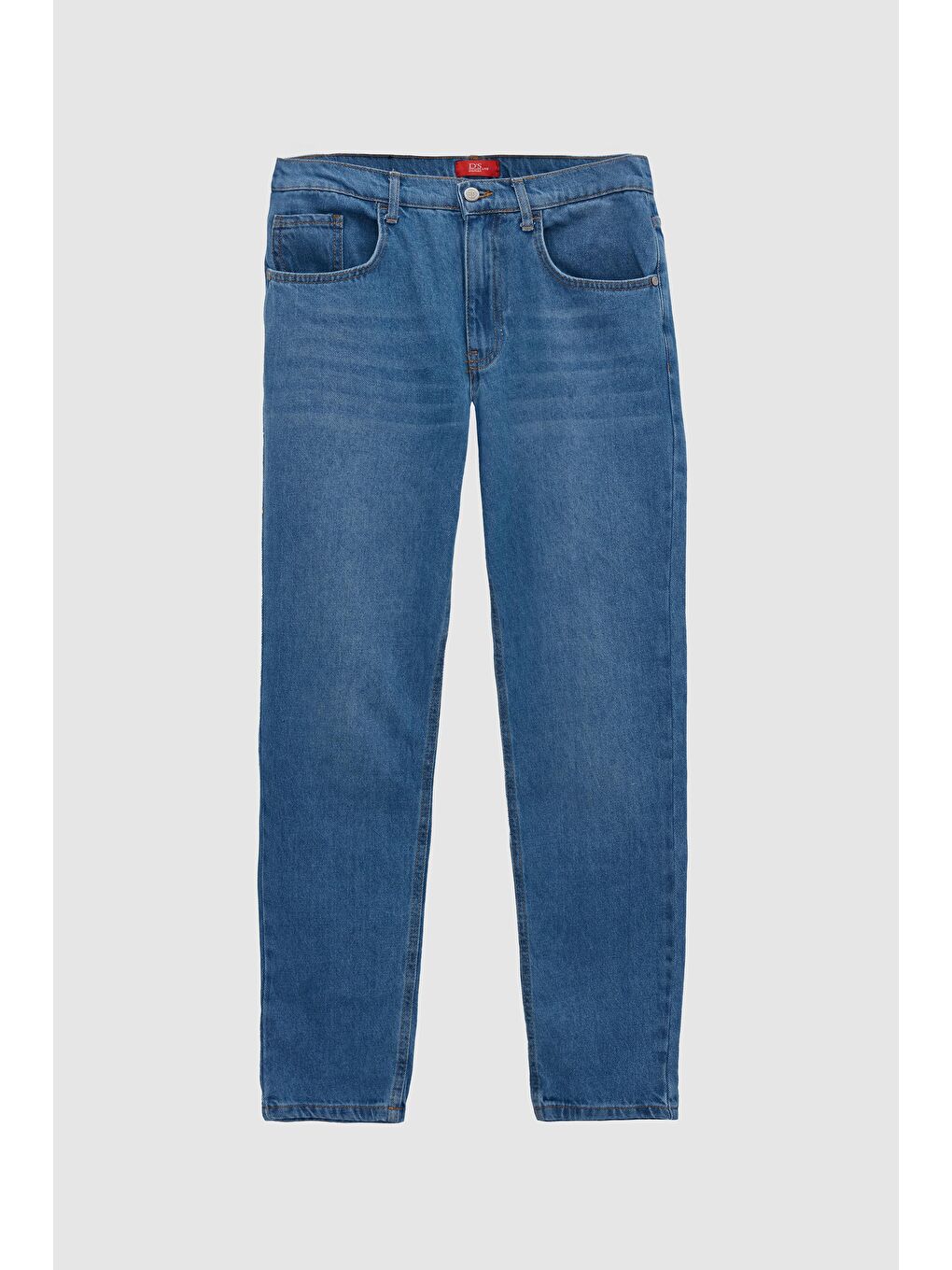 Comfort Fit Mavi Düz Jean Jean Beş Cepli Elastanlı Yıkamalı Denim Pantolon-4