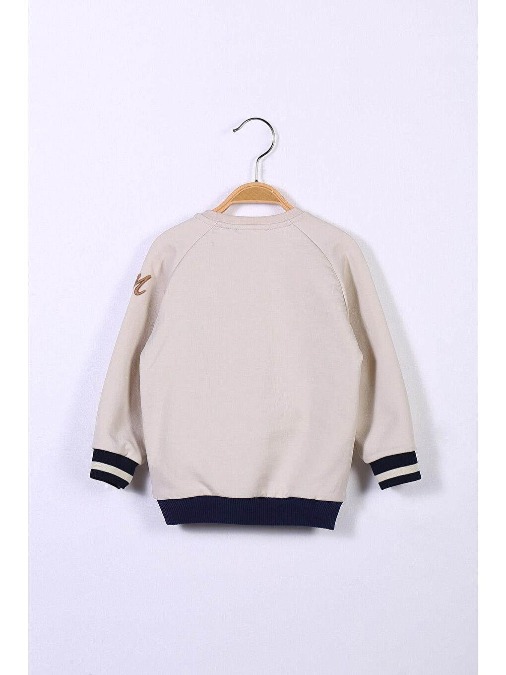 Bej Erkek Çocuk Kanguru Cepli Sweatshirt-1