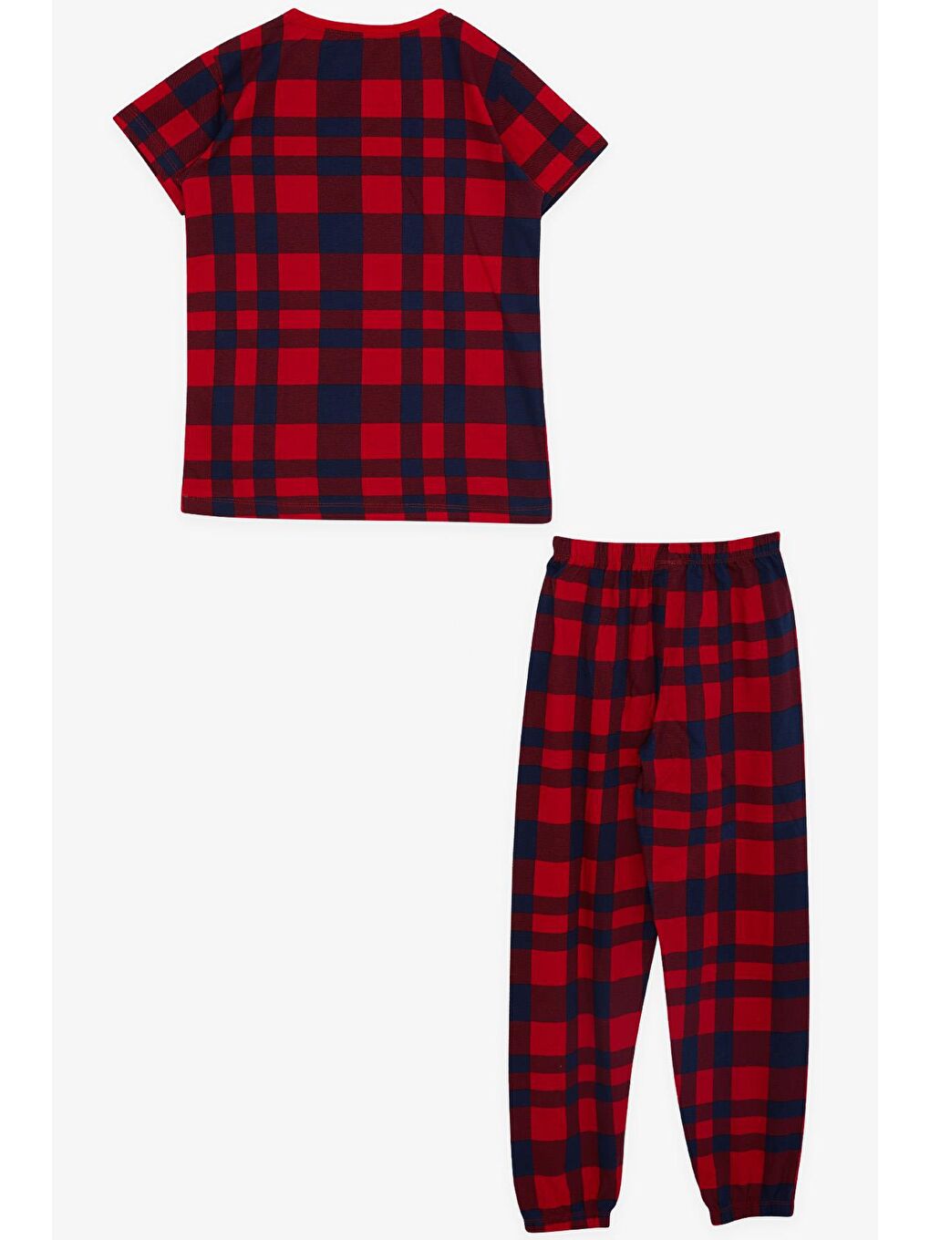 Erkek Çocuk Pijama Takımı Ekose Desenli Kırmızı (10 Yaş)-1