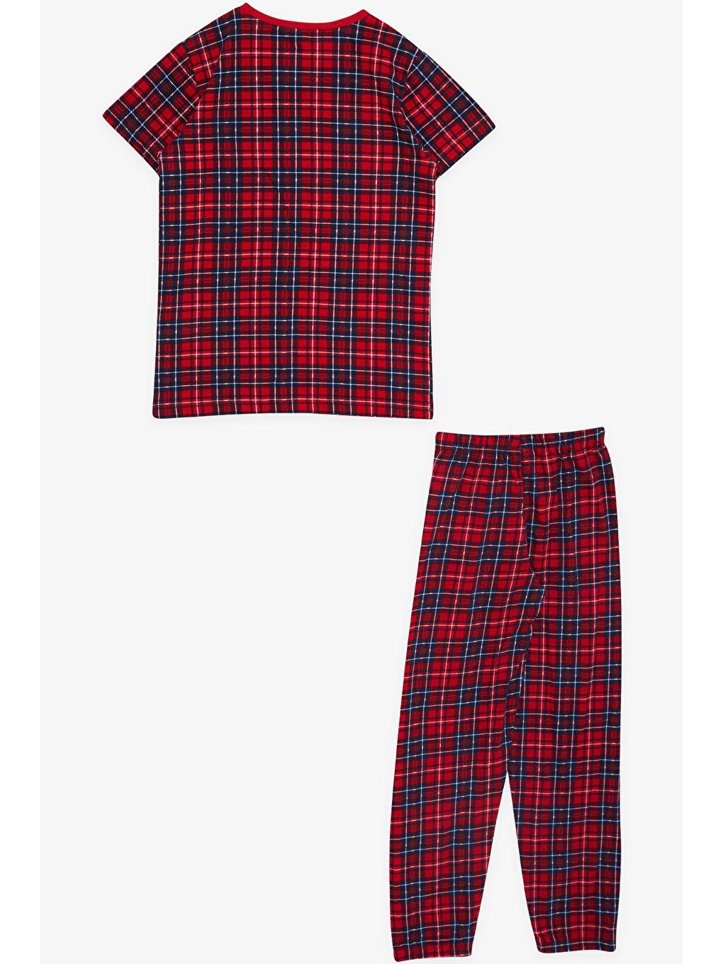 Erkek Çocuk Pijama Takımı Ekose Desenli Kırmızı (7 Yaş)-1