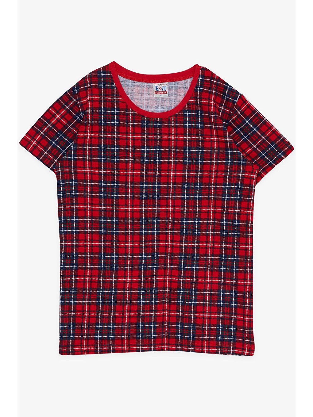 Erkek Çocuk Pijama Takımı Ekose Desenli Kırmızı (7 Yaş)-2