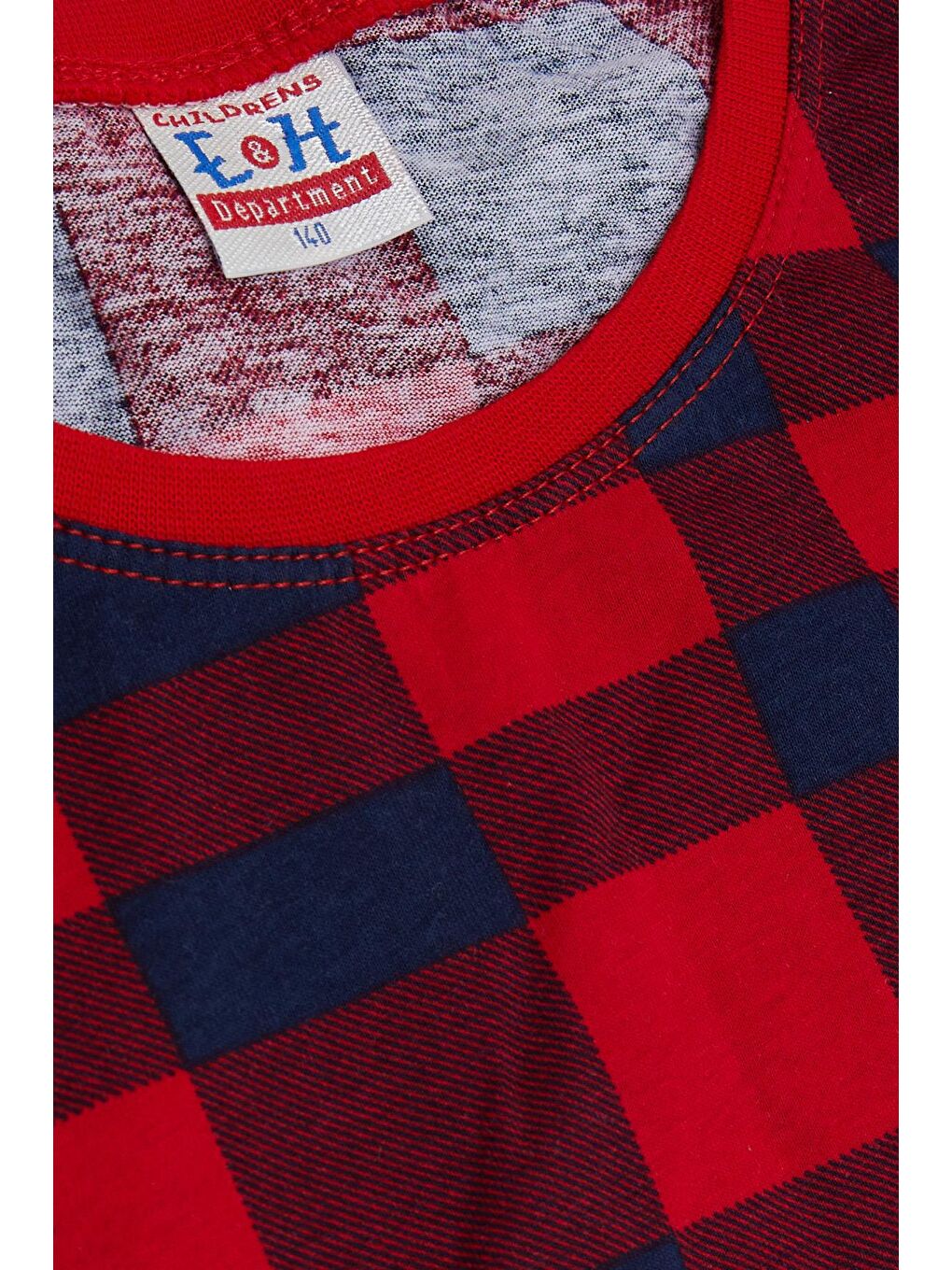 Erkek Çocuk Pijama Takımı Ekose Desenli Kırmızı (10 Yaş)-4