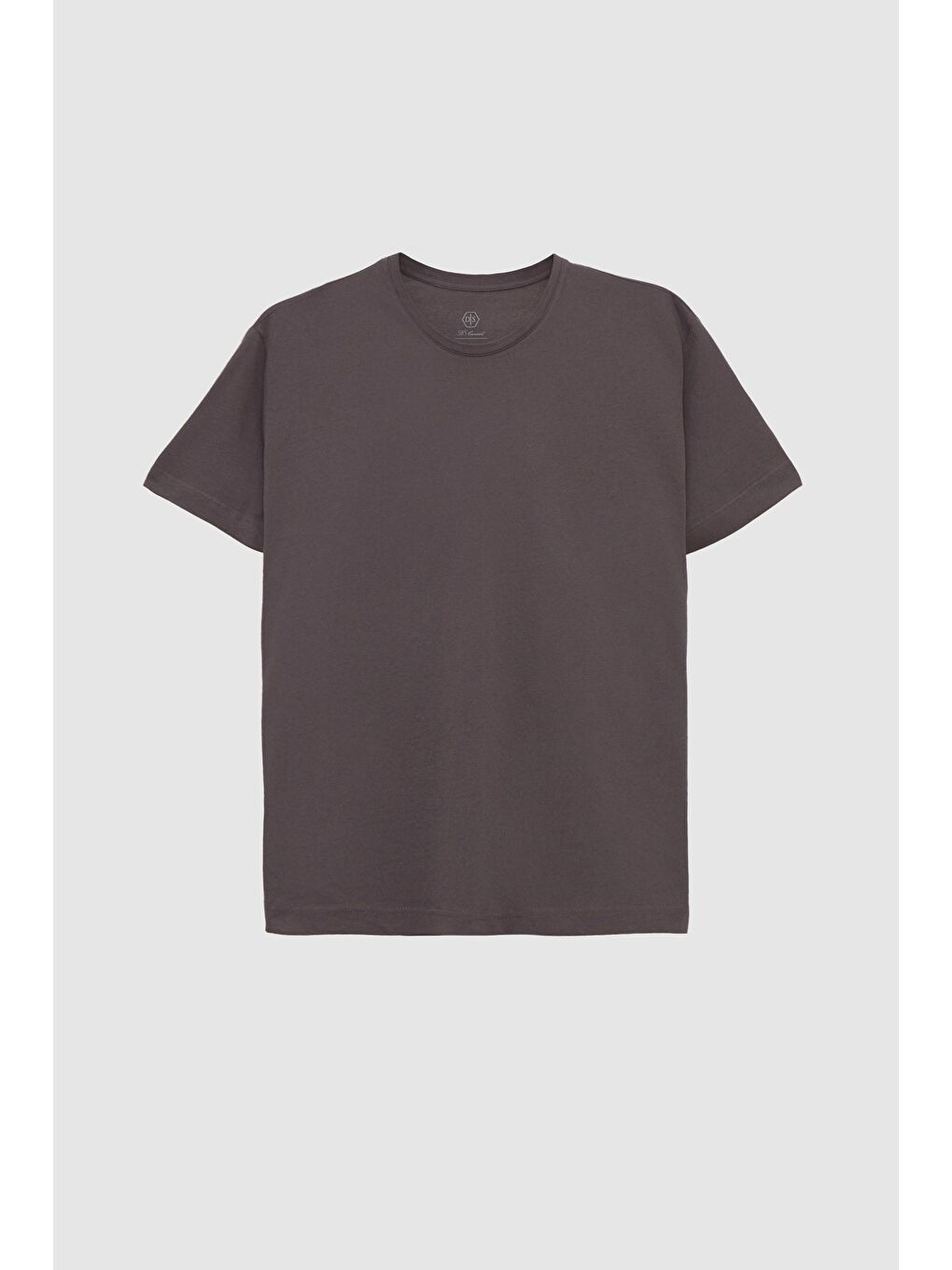 Oversize Antrasit Bisiklet Yaka %100 Pamuk Tişört-4