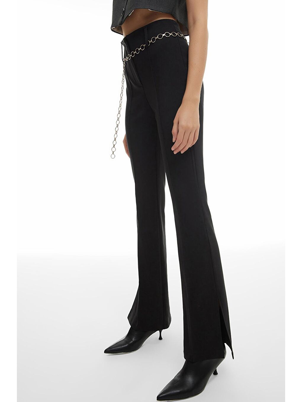 Beli Kemerli Yüksek Bel Pantolon Siyah-3