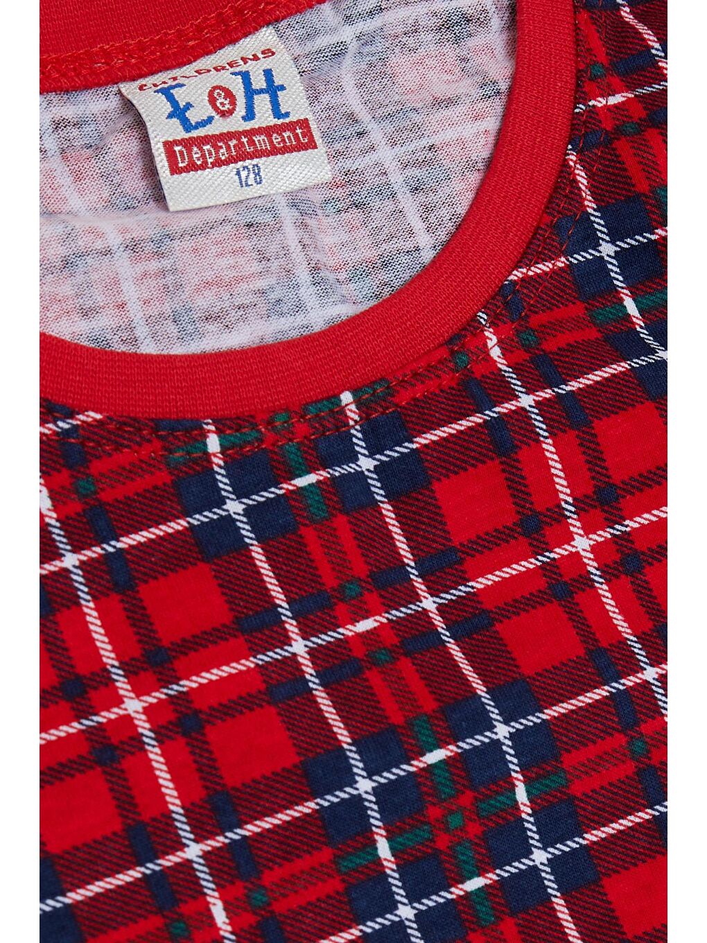 Erkek Çocuk Pijama Takımı Ekose Desenli Kırmızı (7 Yaş)-4