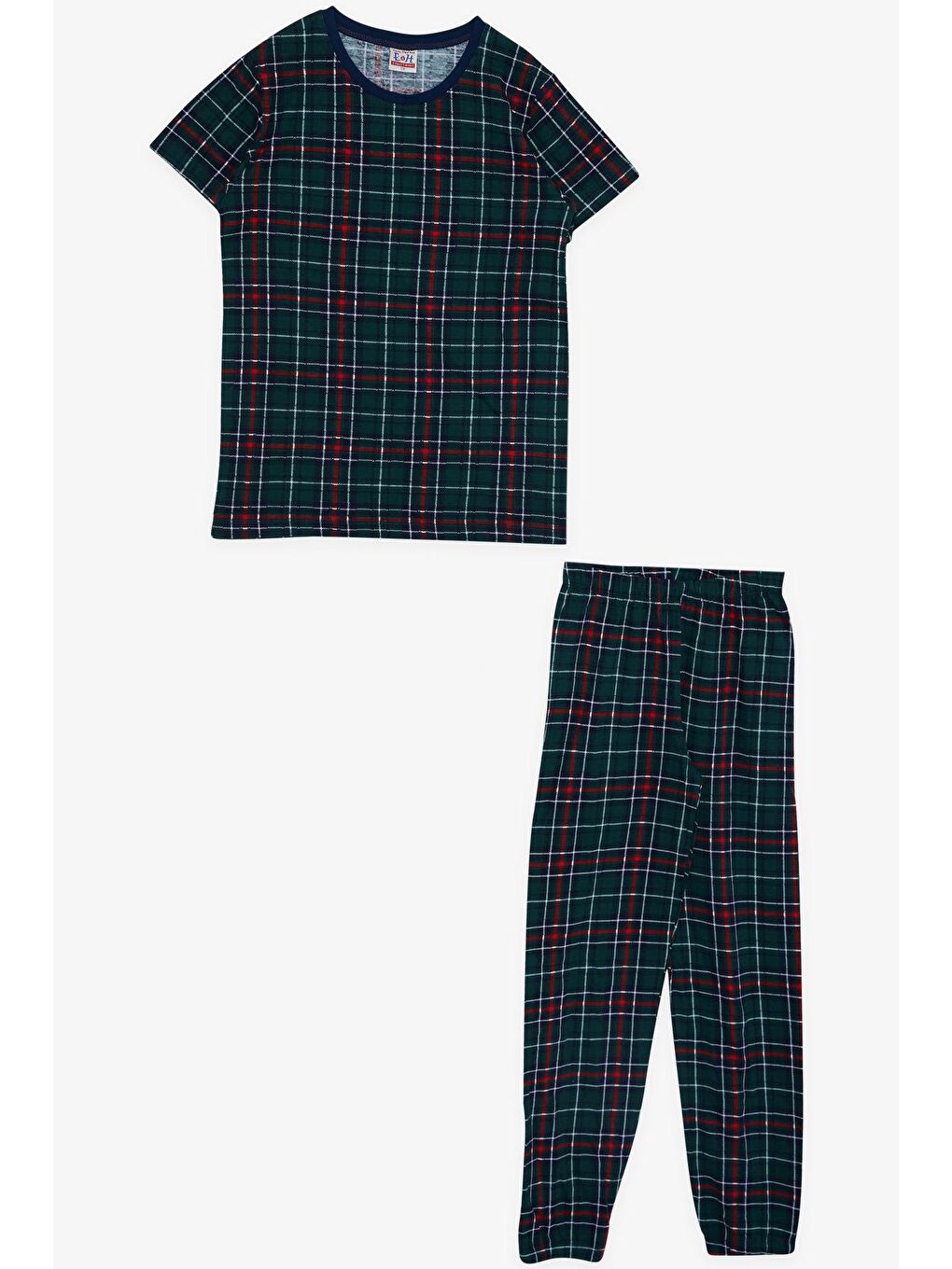 Erkek Çocuk Pijama Takımı Ekose Desenli Yeşil (4 Yaş)