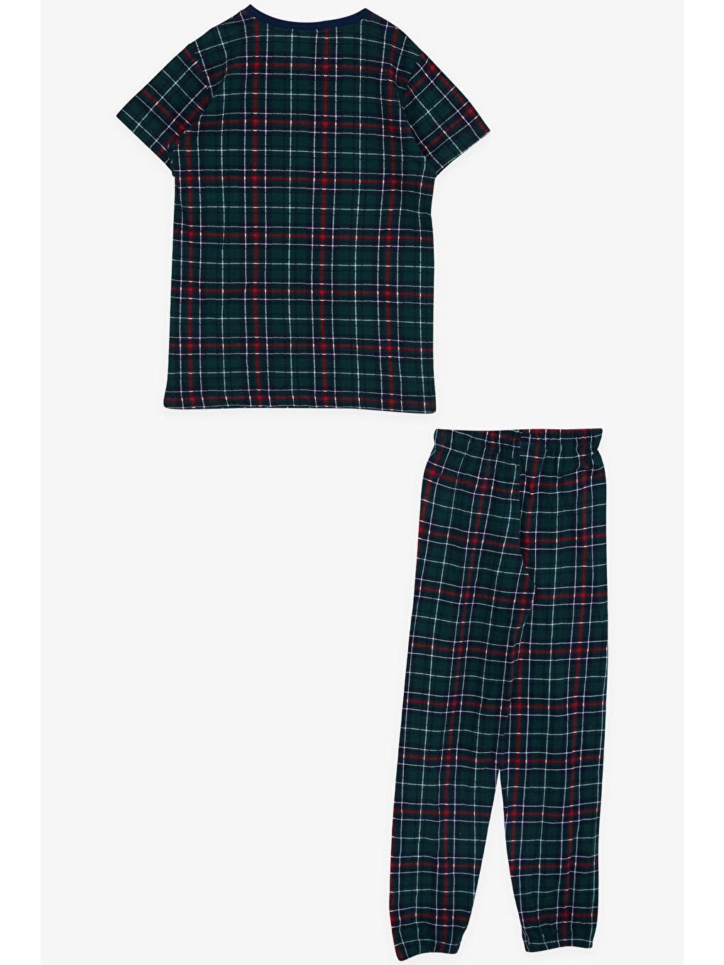 Erkek Çocuk Pijama Takımı Ekose Desenli Yeşil (4 Yaş)-1