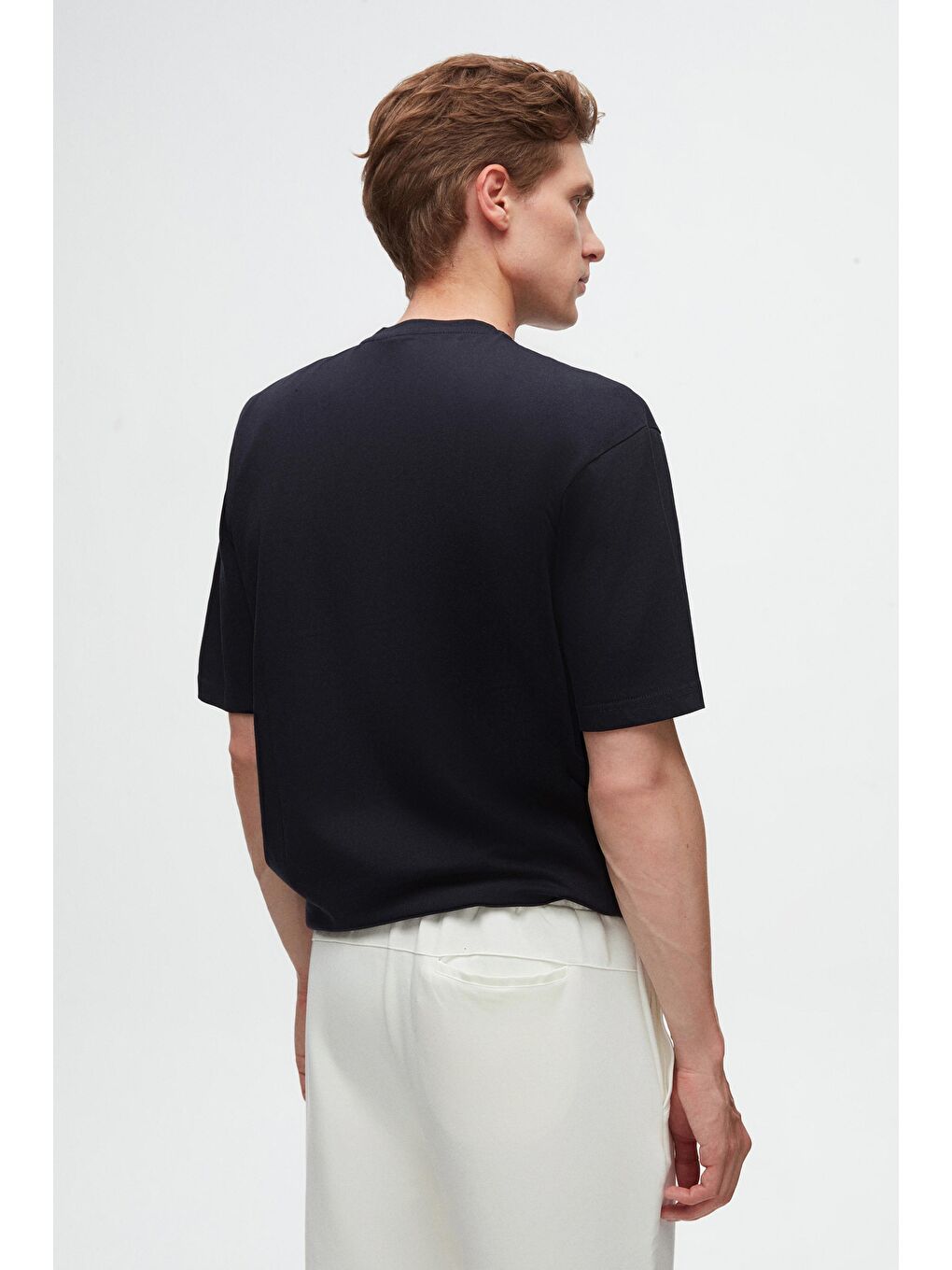 Oversize Lacivert Baskılı %100 Pamuk Tişört-2